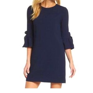 NWT Nanette Lepore Navy Dress Style “Spring Bloom” w/Bell Sleeves. Lined Size 6